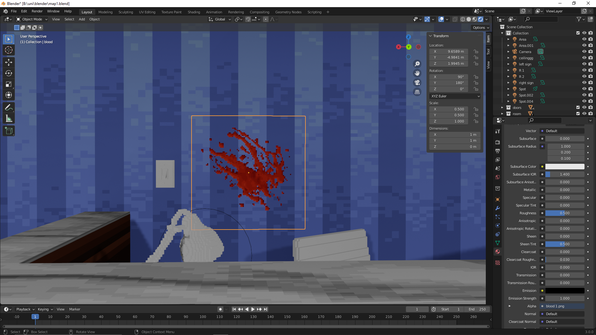 Blood splash on the wall